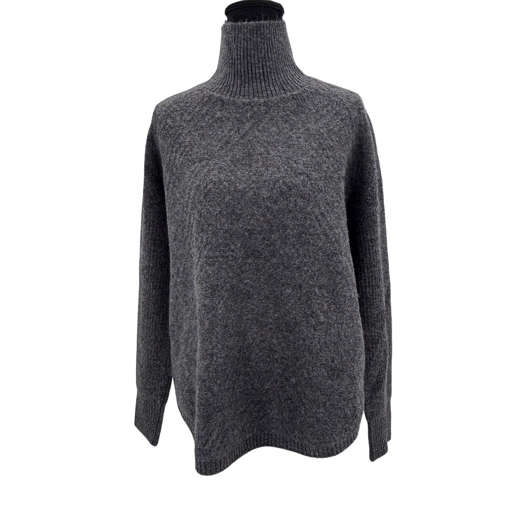 Tribal Women's XS Gray Fuzzy Mock Neck Sweater Oversized Slouchy‎ neutral Tunic